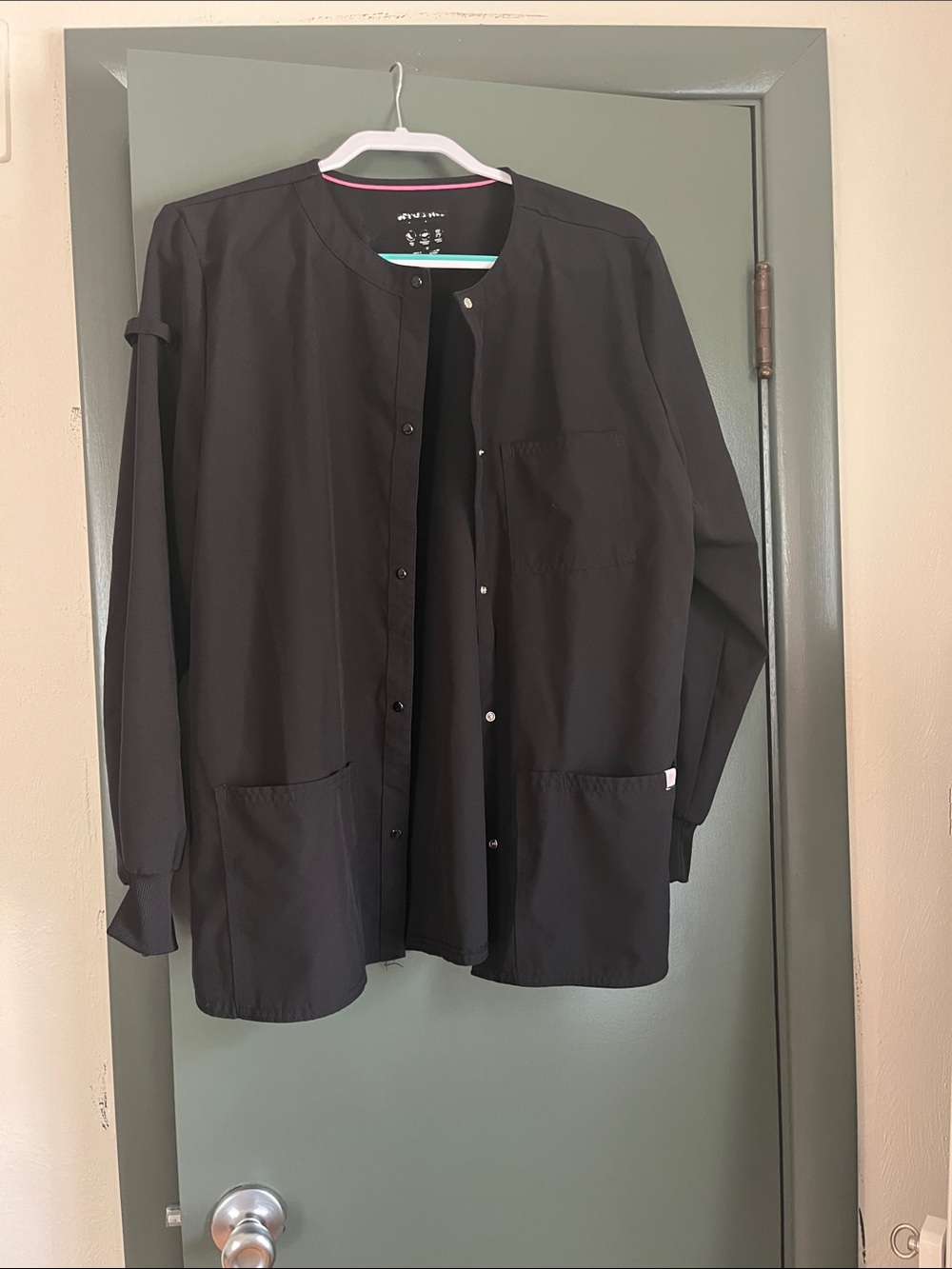 Scrubstar Black Lightweight Snap-Front Jacket
